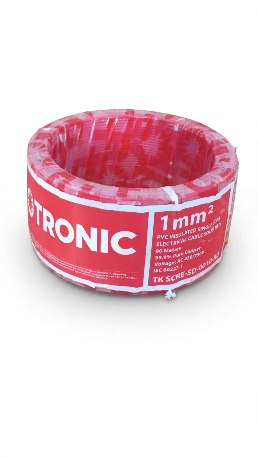 1.0mm² PVC Insulated, Single Core Flexible Red Electrical Cable – 90M