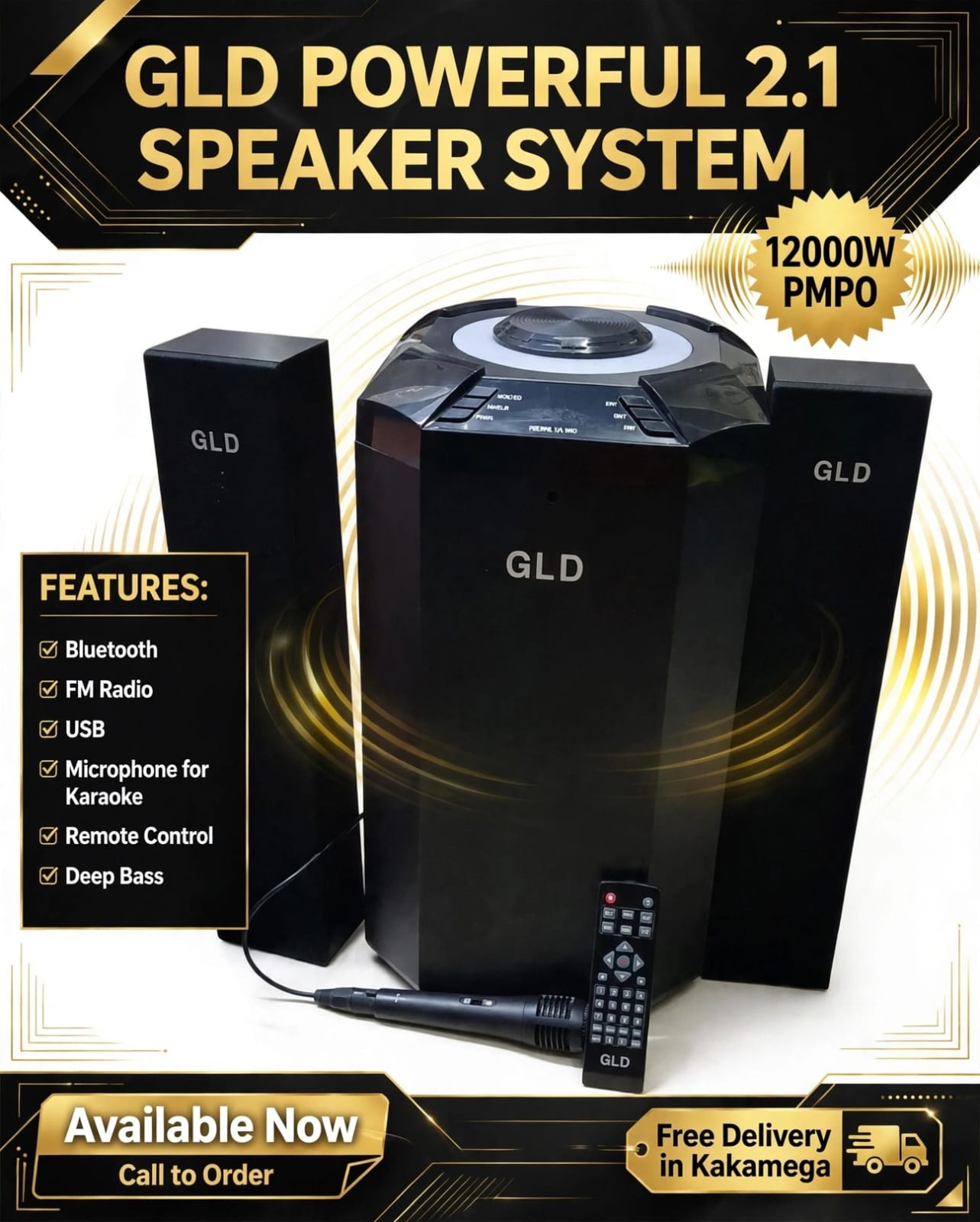🔊 GLD POWERFUL 2.1 HOME THEATRE SYSTEM - 12,000W PMPO! 🔊 - Image 2