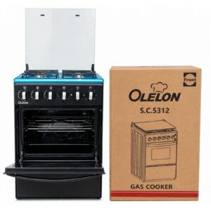 OLELON 50x55cm Standing Gas Cooker, 3 Gas Jet Burners + 1 Rapid Electric Plate, Electric Oven, Auto Ignition+1YR WRTY
